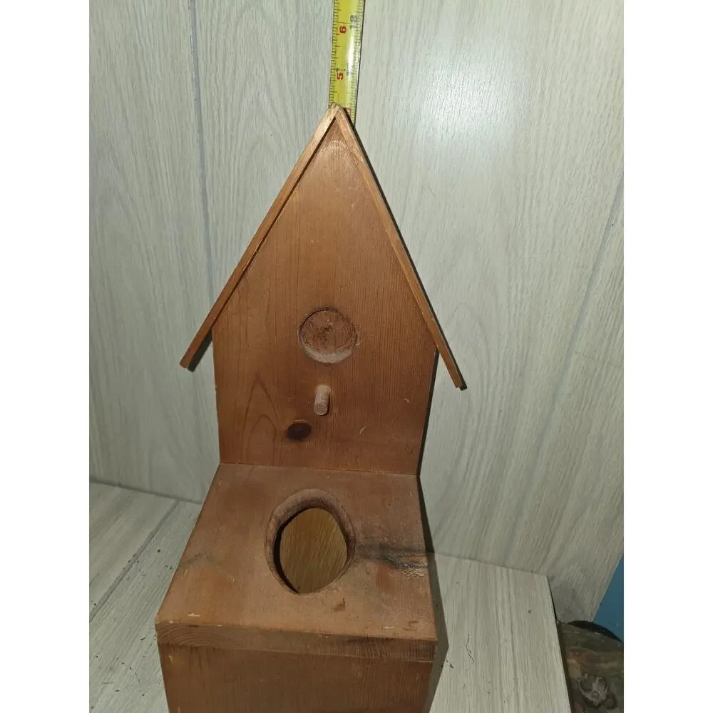 Vtg Wood Bird House Handmade Tissue Box Cover Farmhouse Cottagecore Country
